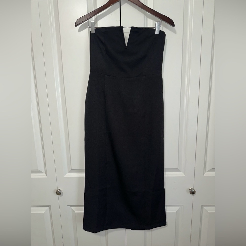 Forever 21 Lightweight Strapless Bodycon Midi Dress M Black NWT